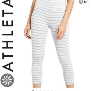 Athleta Light Gray Striped Leggings